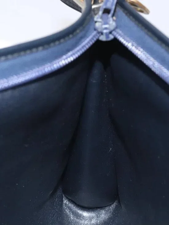 Christian Dior Trotter Canvas Shoulder Bag Navy Gold Auth BA3029 - Picture 13 of 16